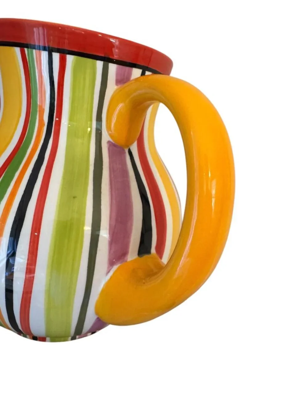 Crate & Barrel Multicolor  Carnival Striped Pitcher With  Handle 7